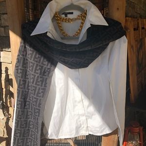 Black and gray scarf, Fendi wrap, shawl. Timeless, Elegant, Classic & Fabulous!